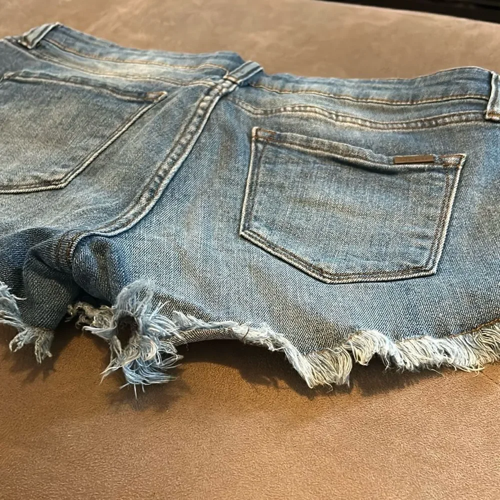 STS Blu Distressed Blue Jean Shorts with Pom-Pom Trim - Picture 5 of 12